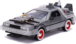 Back to the Future 3 DeLorean DMC-12 1:24 Zaman Makinesi Araba Işık ve Tekerlek Fonksiyonlu - Thumbnail