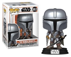 FUNKO POP FIGURE STAR WARS THE MANDALORIAN MANDALORIAN WITH DARK SABER - Thumbnail