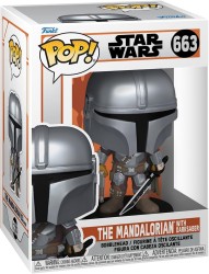 FUNKO POP FIGURE STAR WARS THE MANDALORIAN MANDALORIAN WITH DARK SABER - Thumbnail