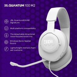 JBL Quantum 100M2 Kablolu Gaming Kulaklık Beyaz - Thumbnail