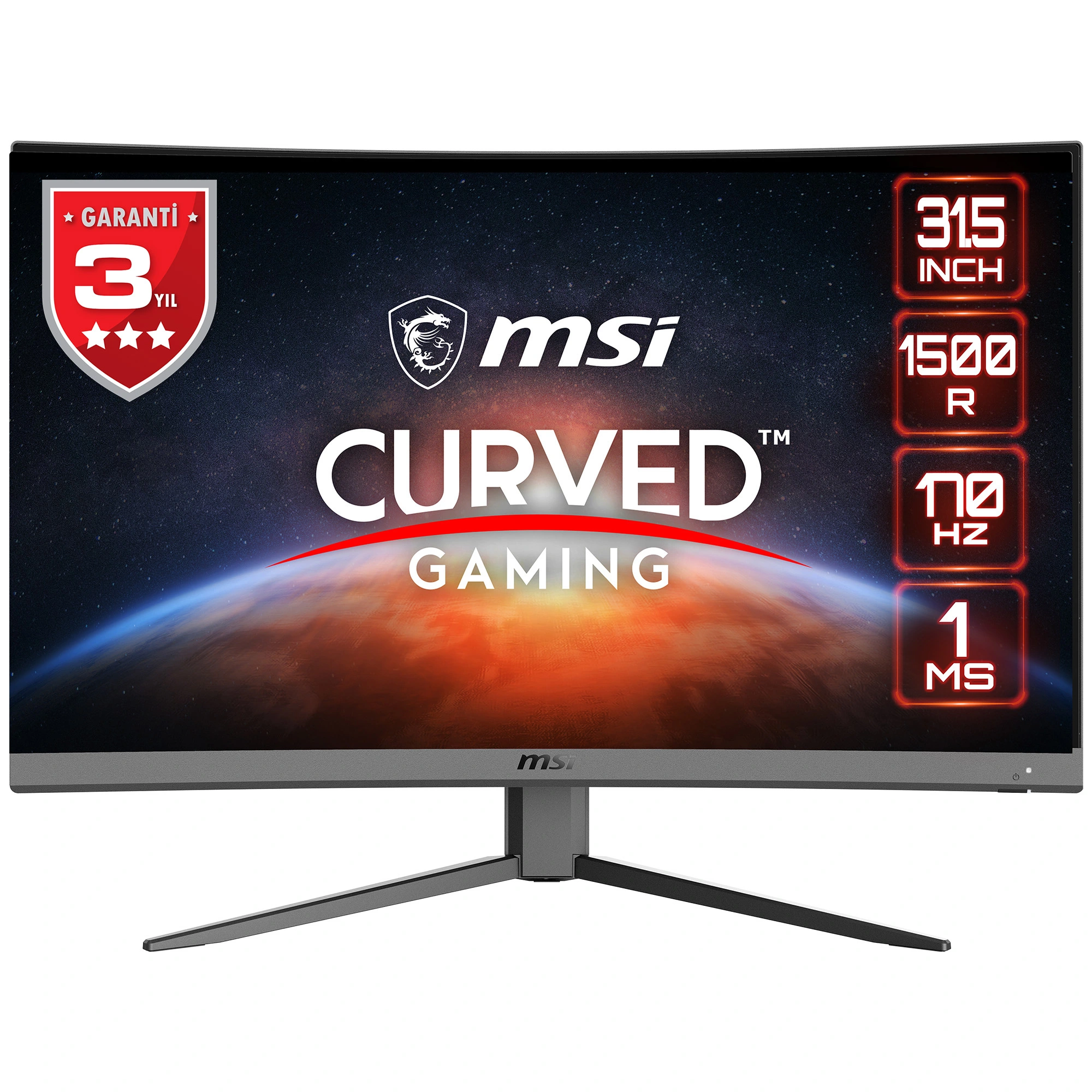 MSI G32CQ4 E2 CURVED 31,5 1500R VA 2560X1440 (WQHD) 16:9 170HZ 1MS FREESYNC PREMIUM GAMING MONITOR - Thumbnail