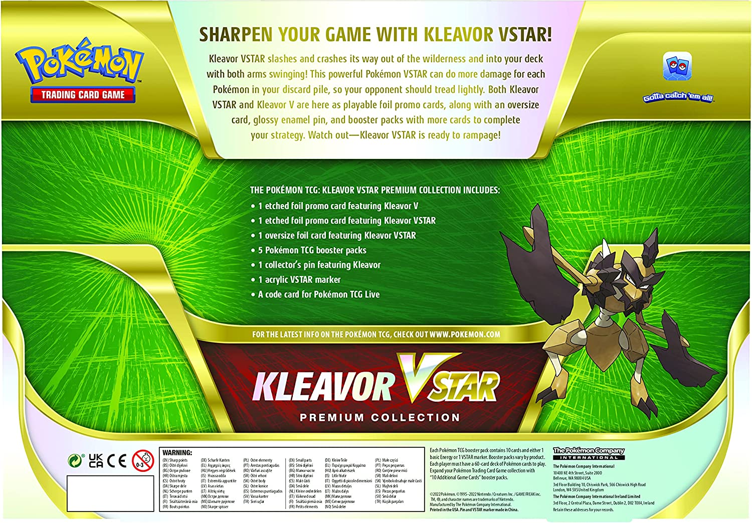 Pokemon Trading Card Game Kleavor VStar Premium Collection Pokemon, V ...